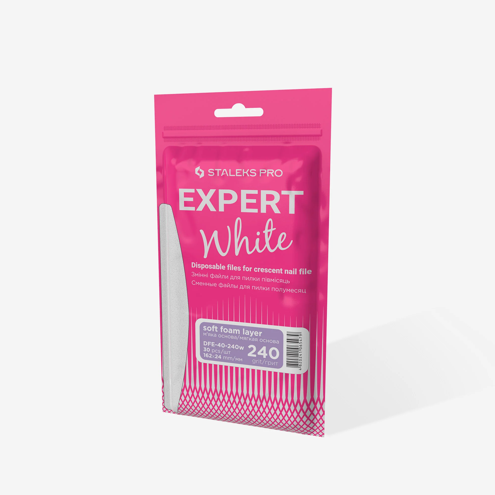 White disposable files for crescent nail file (soft base) Staleks Pro Expert 40, 240 grit (30 pcs) - Bilde 2