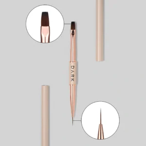 DARK dobbeltsidig pensel beige (liner 11 mm, flat firkantet gelpensel 9 mm)